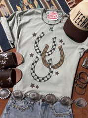 Western Checkered Horseshoe Graphic TeeBayS