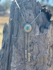 Western Concho Turquoise Bolo Necklace