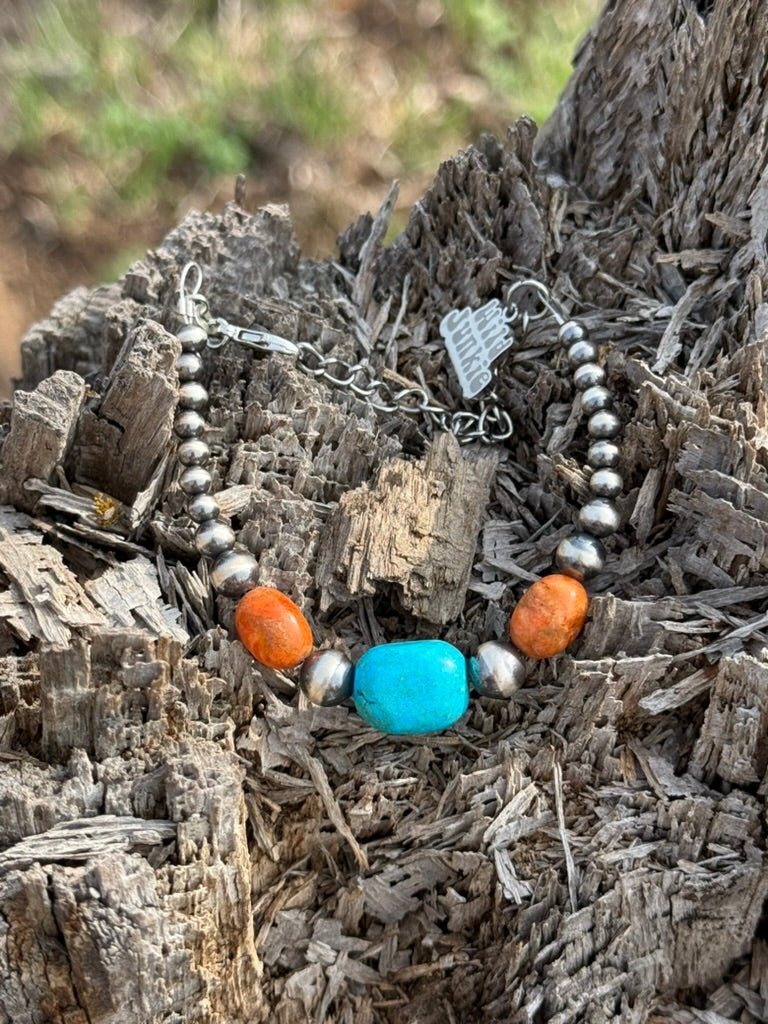Western Coral Apple Beaded Bracelet