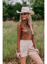 Western Cowboy Long Sleeve Mesh TopS