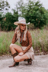 Western Cowboy Long Sleeve Mesh TopS