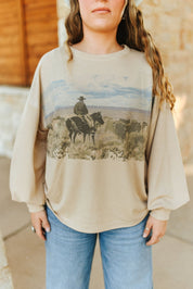 Western Cowboy Relaxed Graphic SweatshirtS