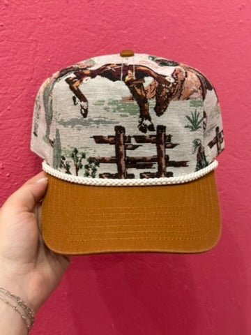 Western Cowboy Tapestry Trucker Hat