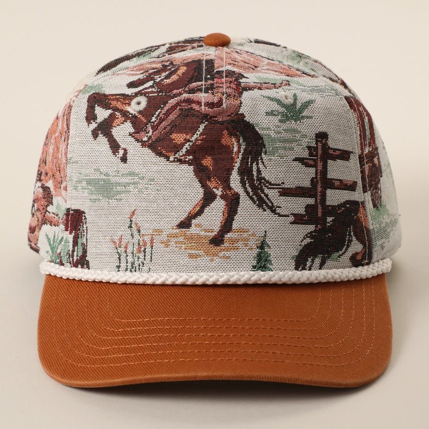 Western Cowboy Tapestry Trucker Hat