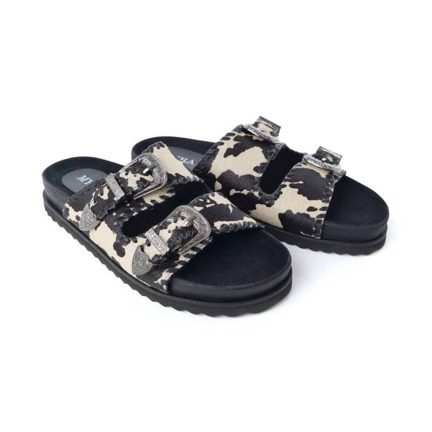 Western Cowhide Double Buckle Leather Sandals6