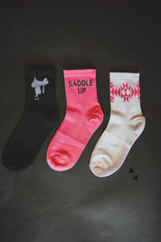 Western Crew Socks - 3 Pair PackPink Saddle UpOS