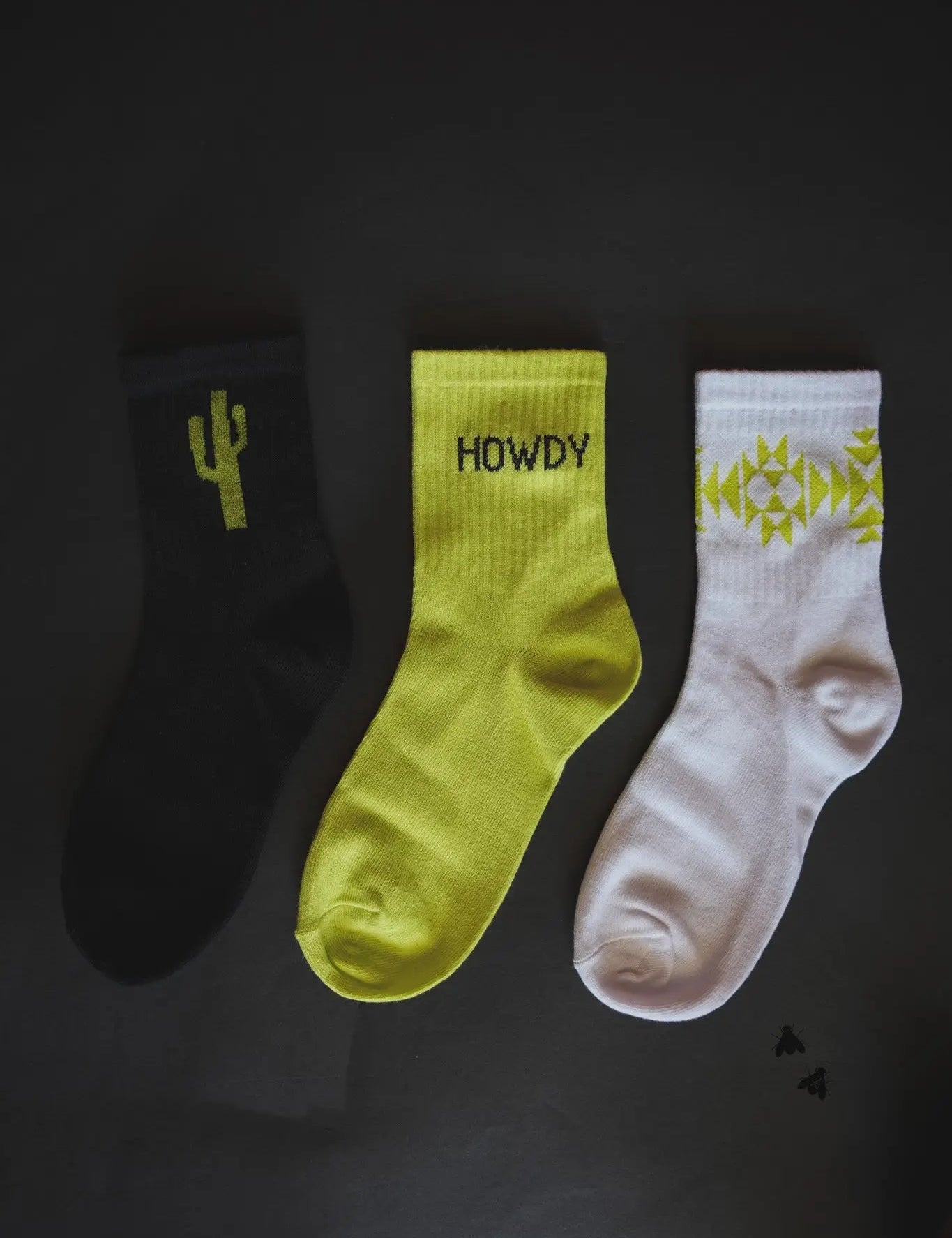 Western Crew Socks - 3 Pair PackNeon YellowOS