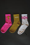 Western Crew Socks - 3 Pair PackPink SkullOS