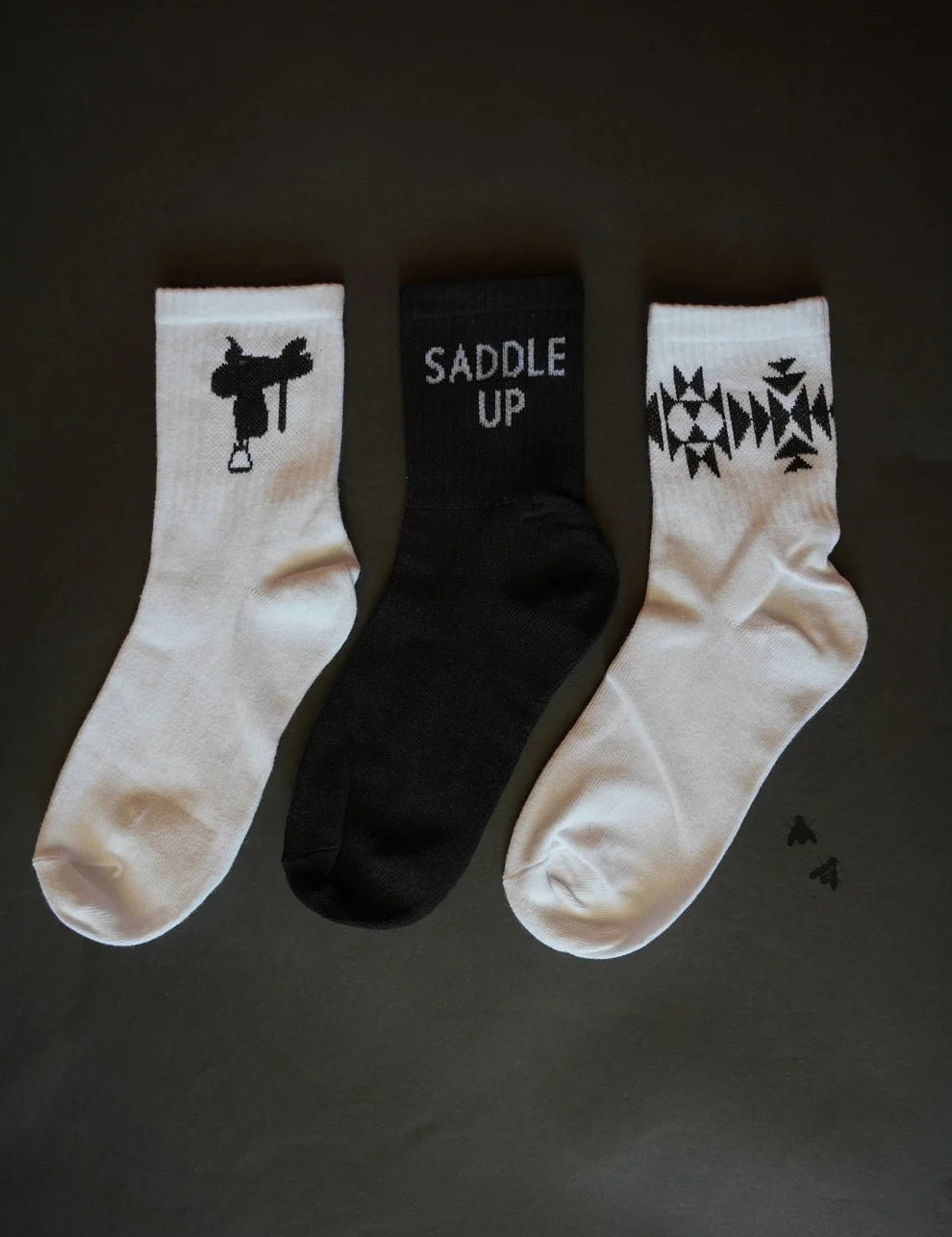 Western Crew Socks - 3 Pair PackBlack Saddle UpOS