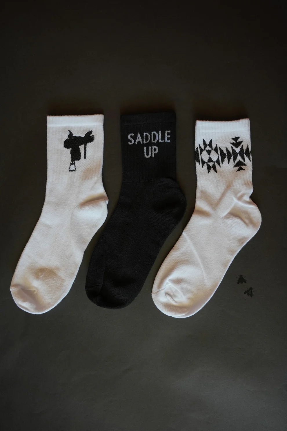 Western Crew Socks - 3 Pair PackBlack Saddle UpOS