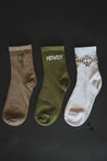 Western Crew Socks - 3 Pair PackBrown CactusOS