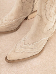 Western Embroidered Tall Boots - Beige6