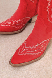 Western Embroidered Tall Boots - Red6