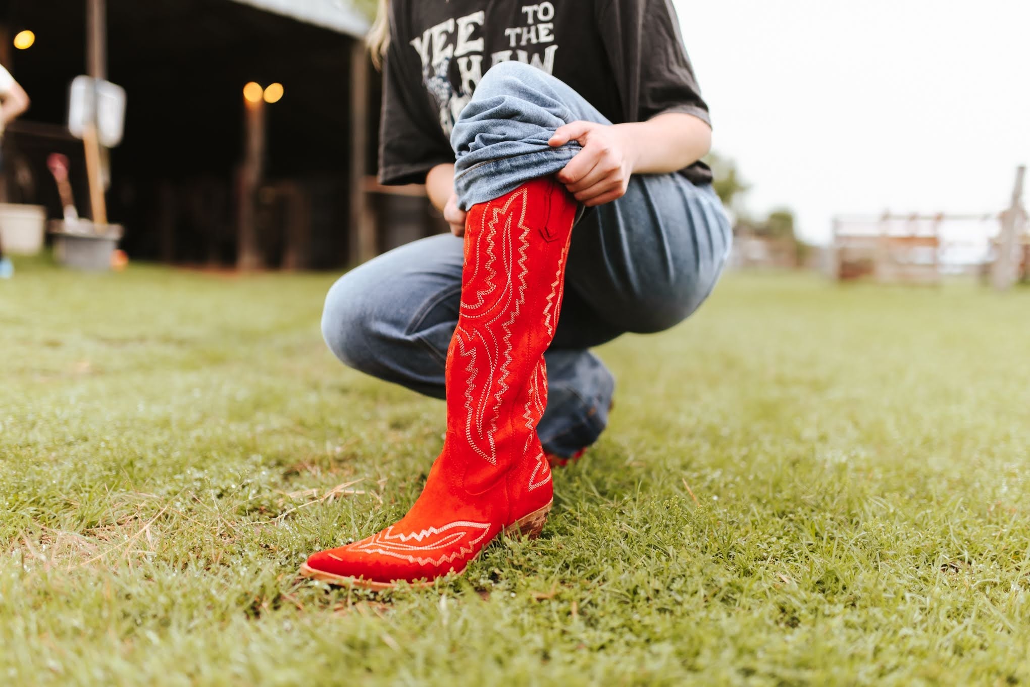 Western Embroidered Tall Boots - Red6
