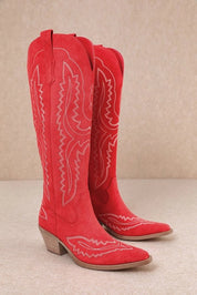 Western Embroidered Tall Boots - Red6