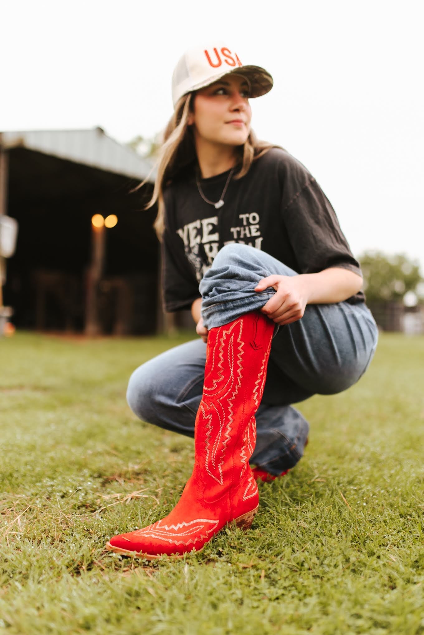 Western Embroidered Tall Boots - Red6