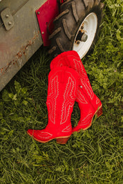 Western Embroidered Tall Boots - Red6