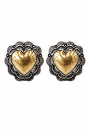 Western Floral Gold Heart Stud Earrings