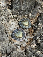 Western Floral Gold Heart Stud Earrings