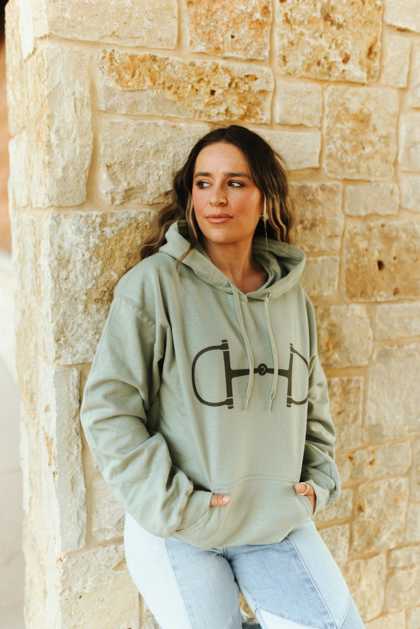 Western Horse Bit Graphic HoodieSageS