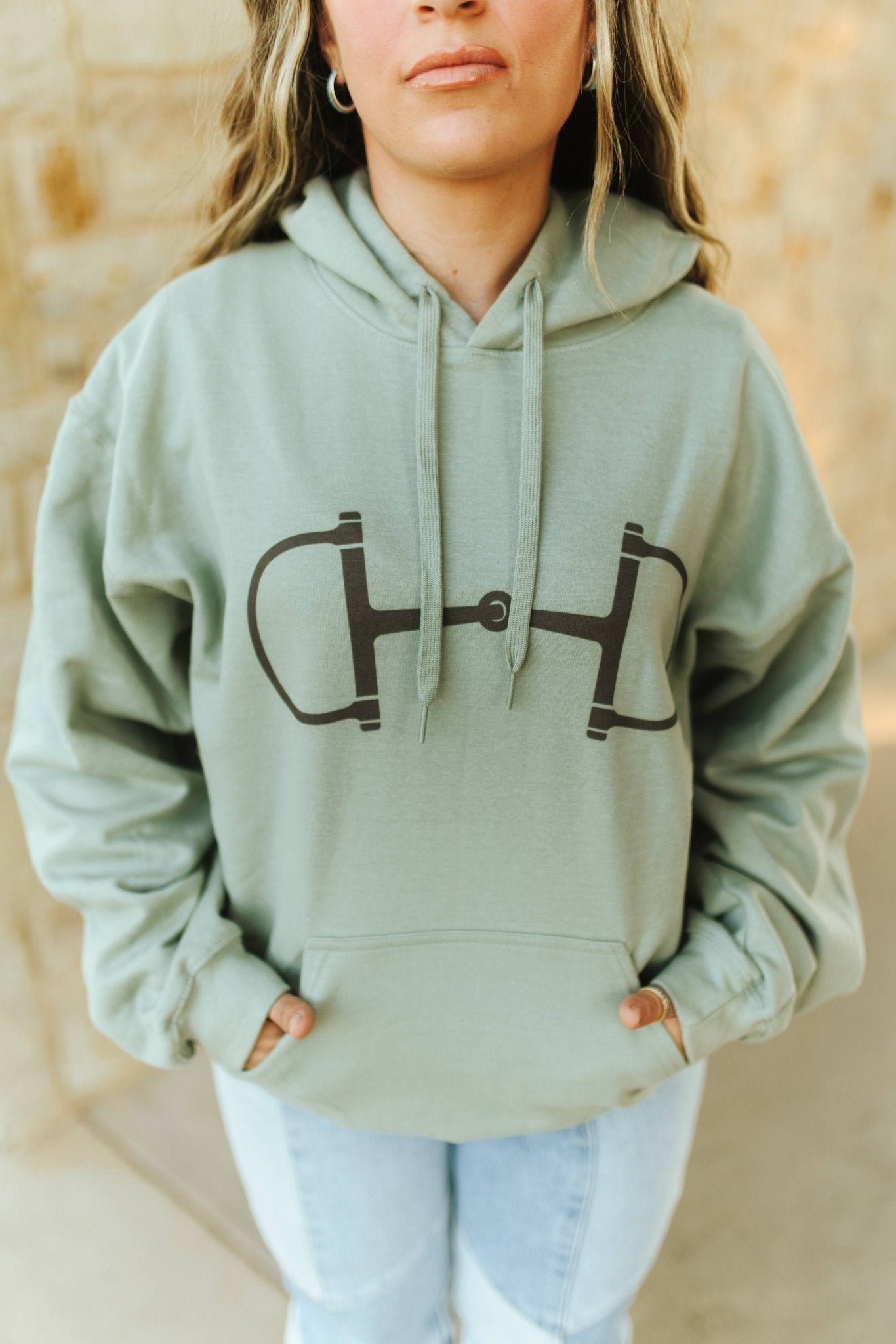 Western Horse Bit Graphic HoodieSageS