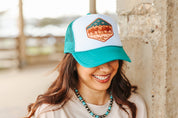 Western Horses Trucker HatTurquoise