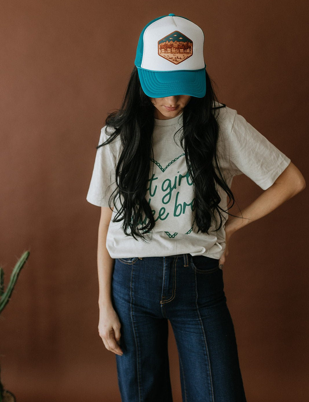 Western Horses Trucker HatTurquoise