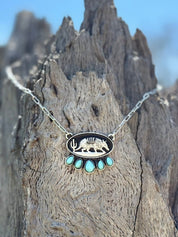 Western Oval Armadillo Turquoise Chain Necklace