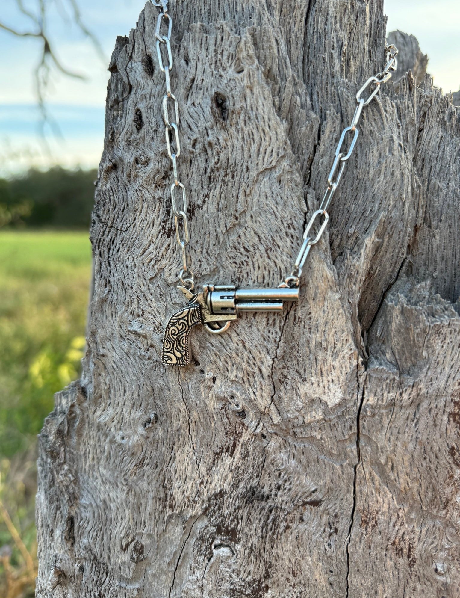 Western Pistol Charm Necklace
