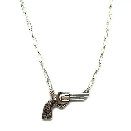 Western Pistol Charm Necklace