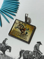 Western Rodeo Rectangle Pendant