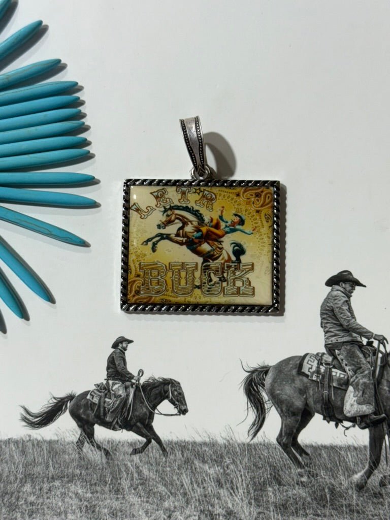 Western Rodeo Rectangle Pendant