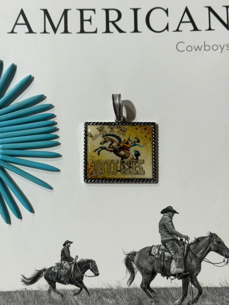 Western Rodeo Rectangle Pendant