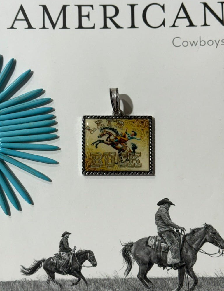 Western Rodeo Rectangle Pendant