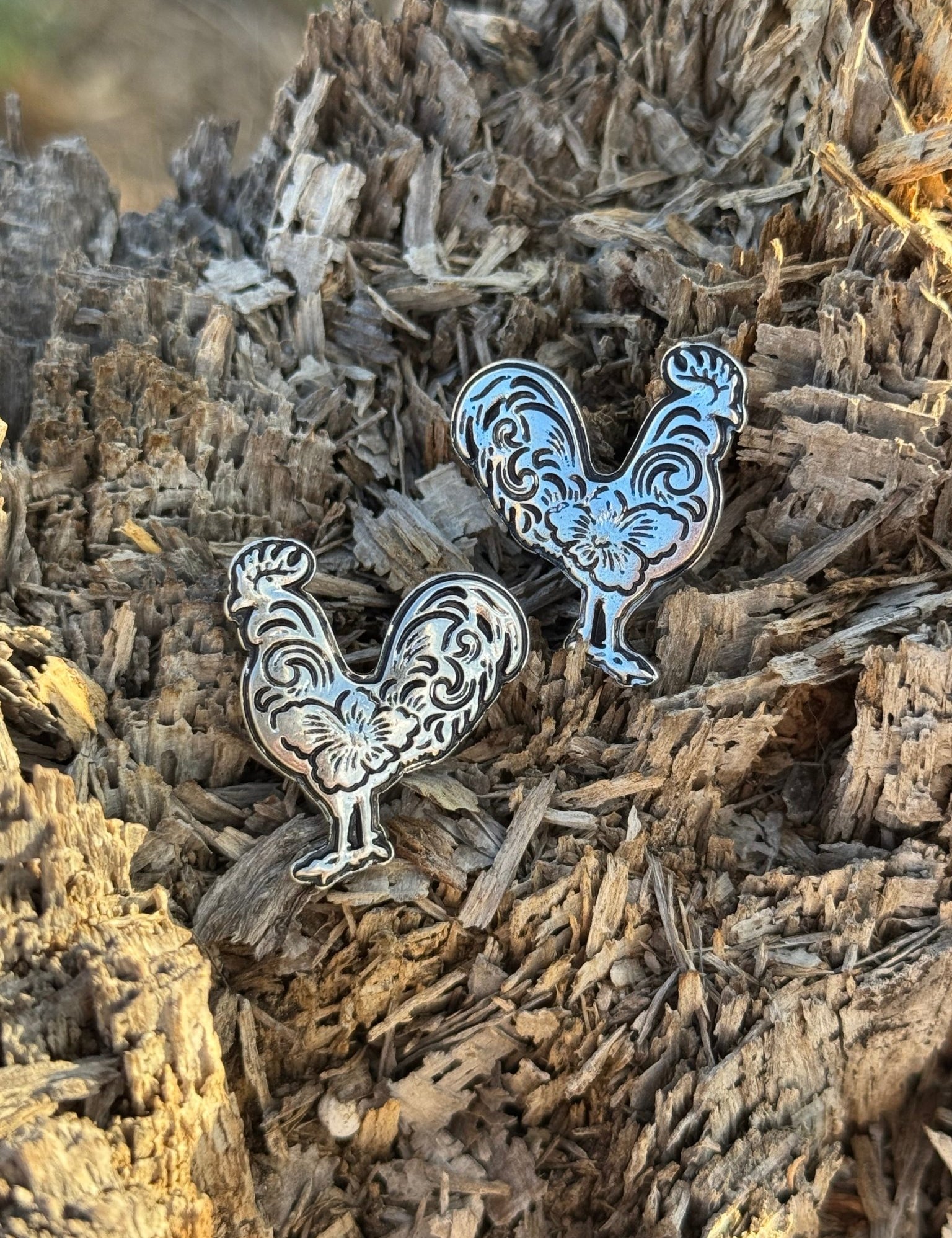 Western Rooster Stud Earrings