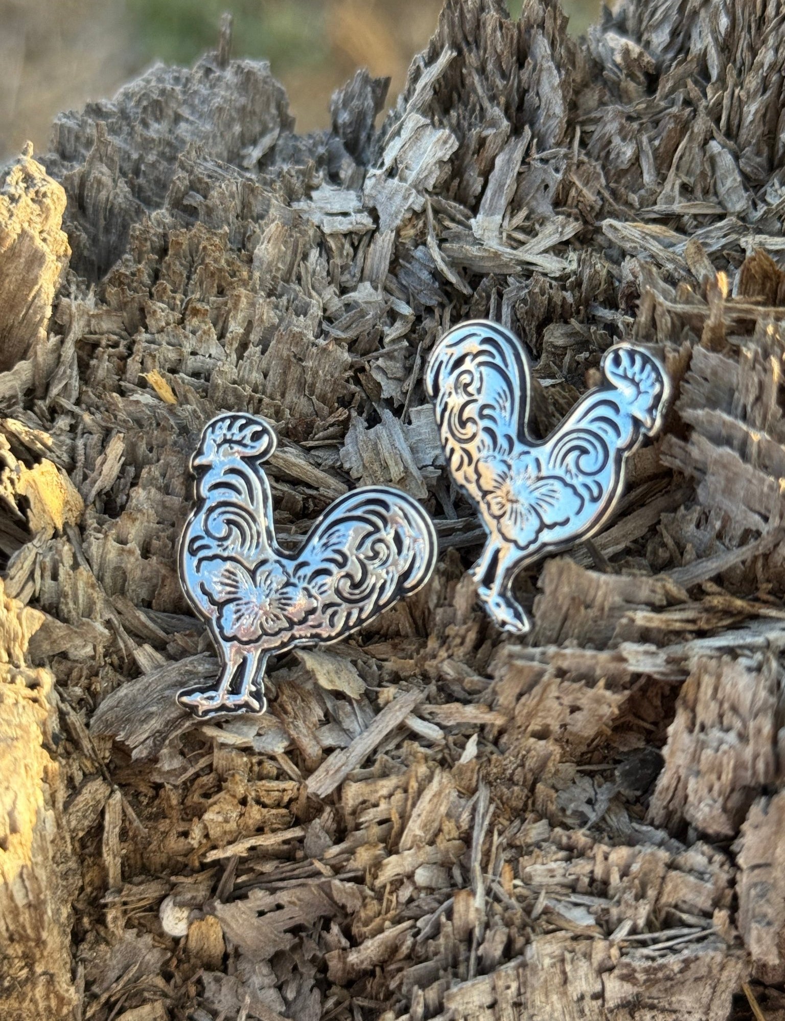 Western Rooster Stud Earrings
