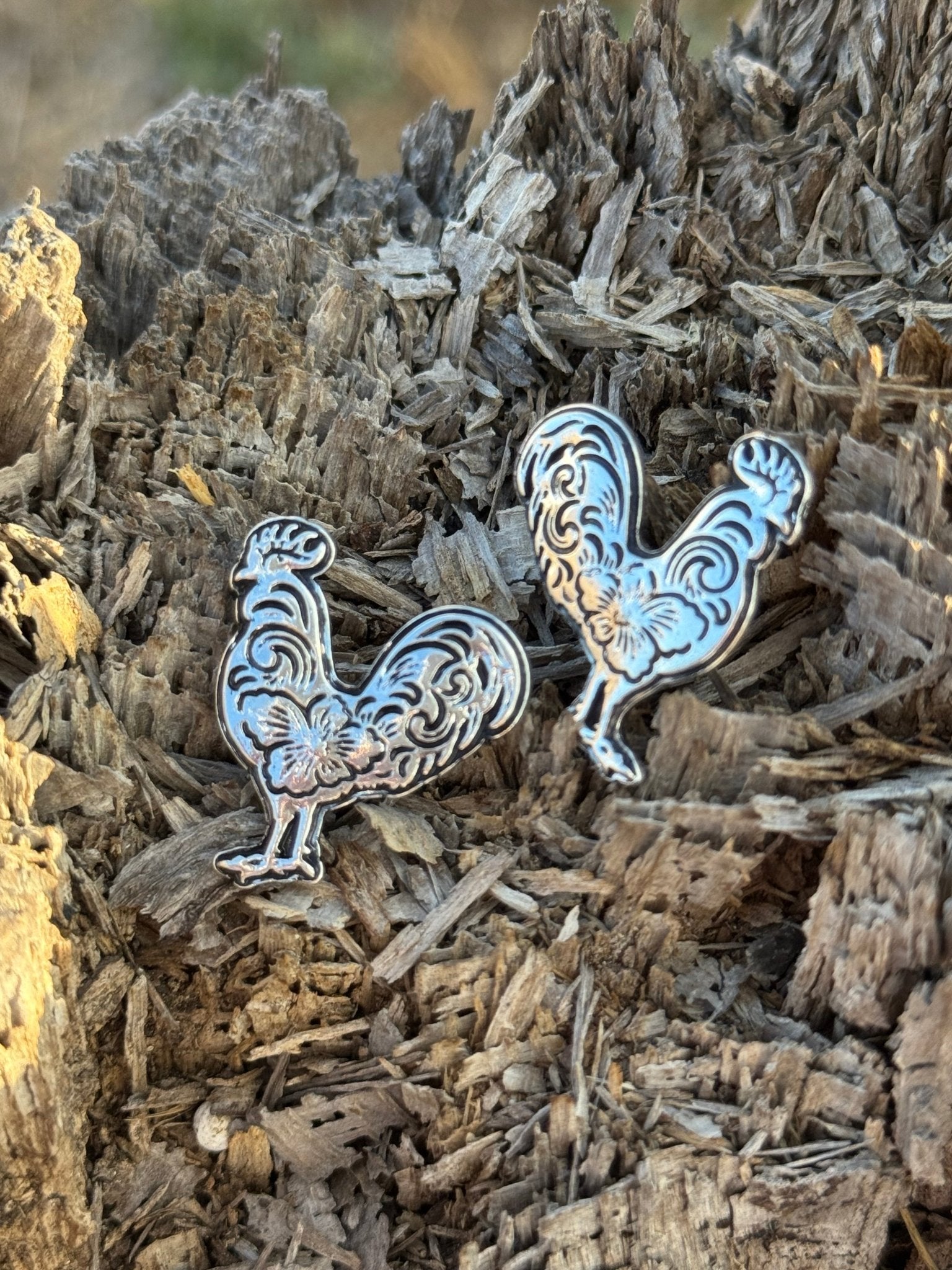 Western Rooster Stud Earrings