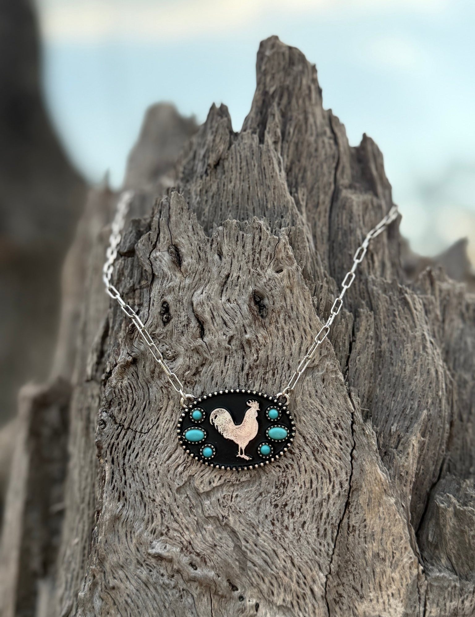 Western Rooster Turquoise Necklace