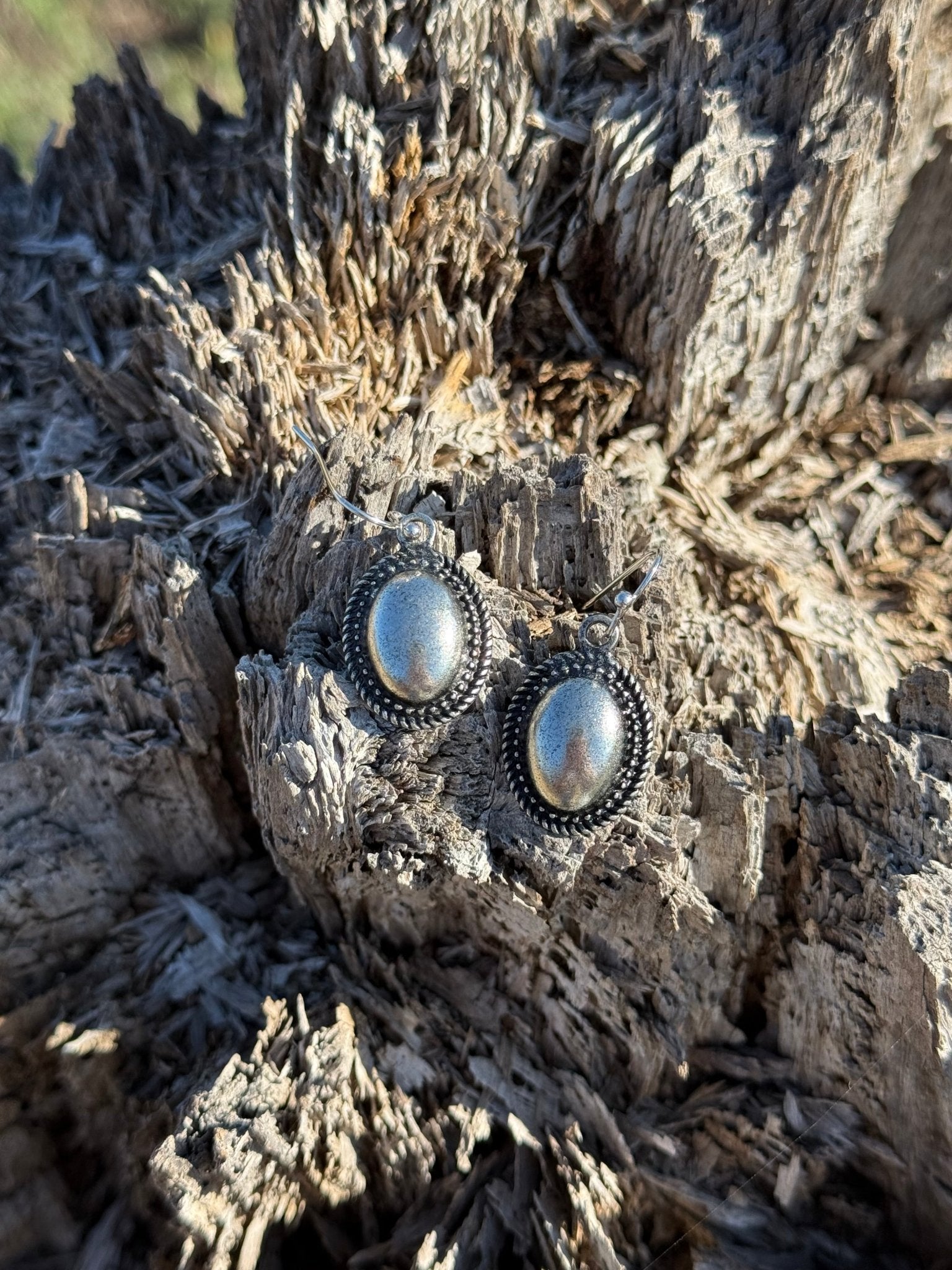 Western Silver Concho Dangle Earrings