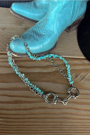 Western Snaffle Bit Turquoise Layered Necklace