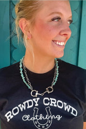 Western Snaffle Bit Turquoise Layered Necklace