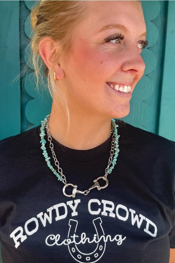 Western Snaffle Bit Turquoise Layered Necklace