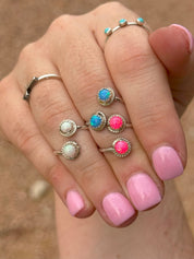 Western Sparkle Opal Stone Ring Blue