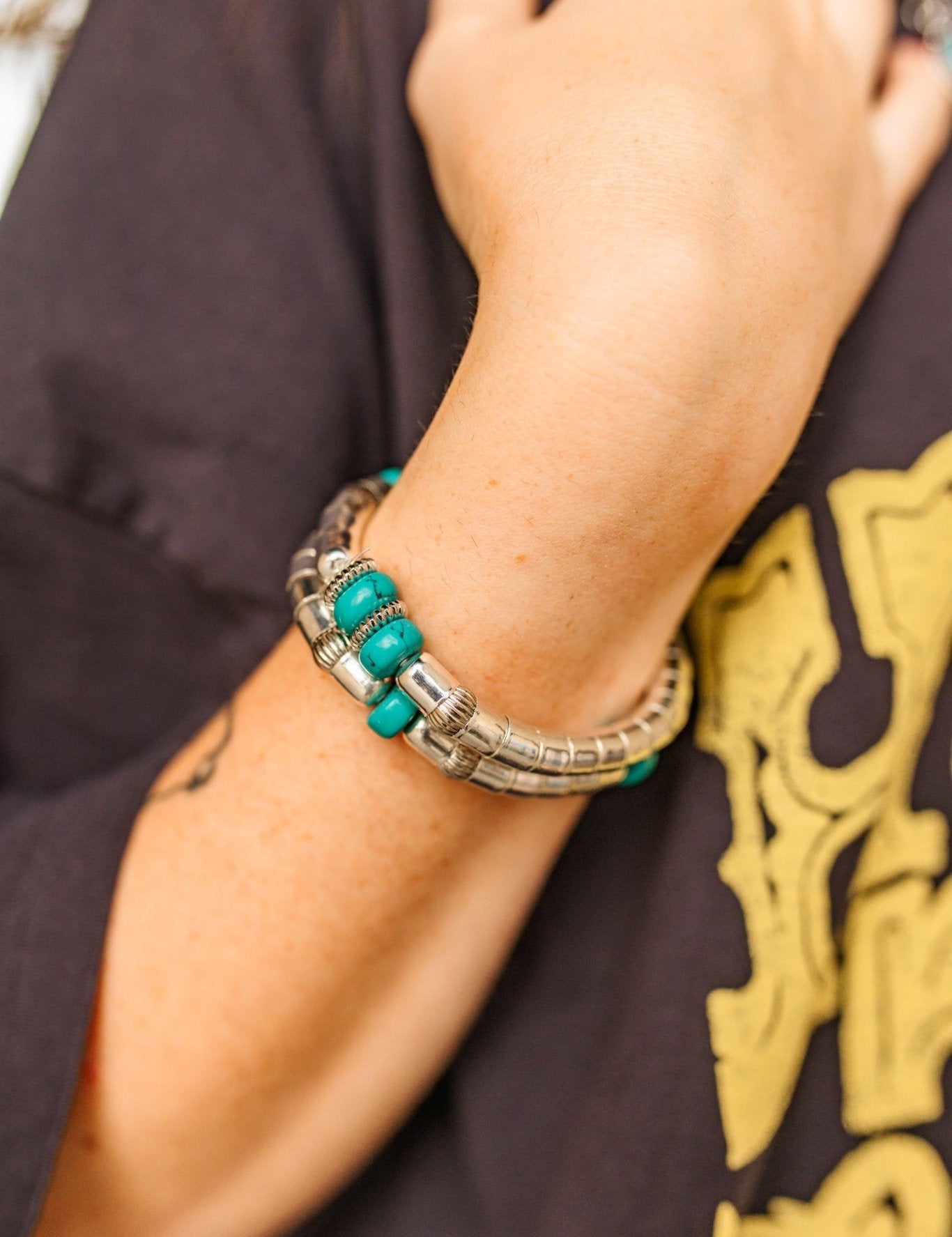 Western Sparkle Turquoise Bracelet Stack