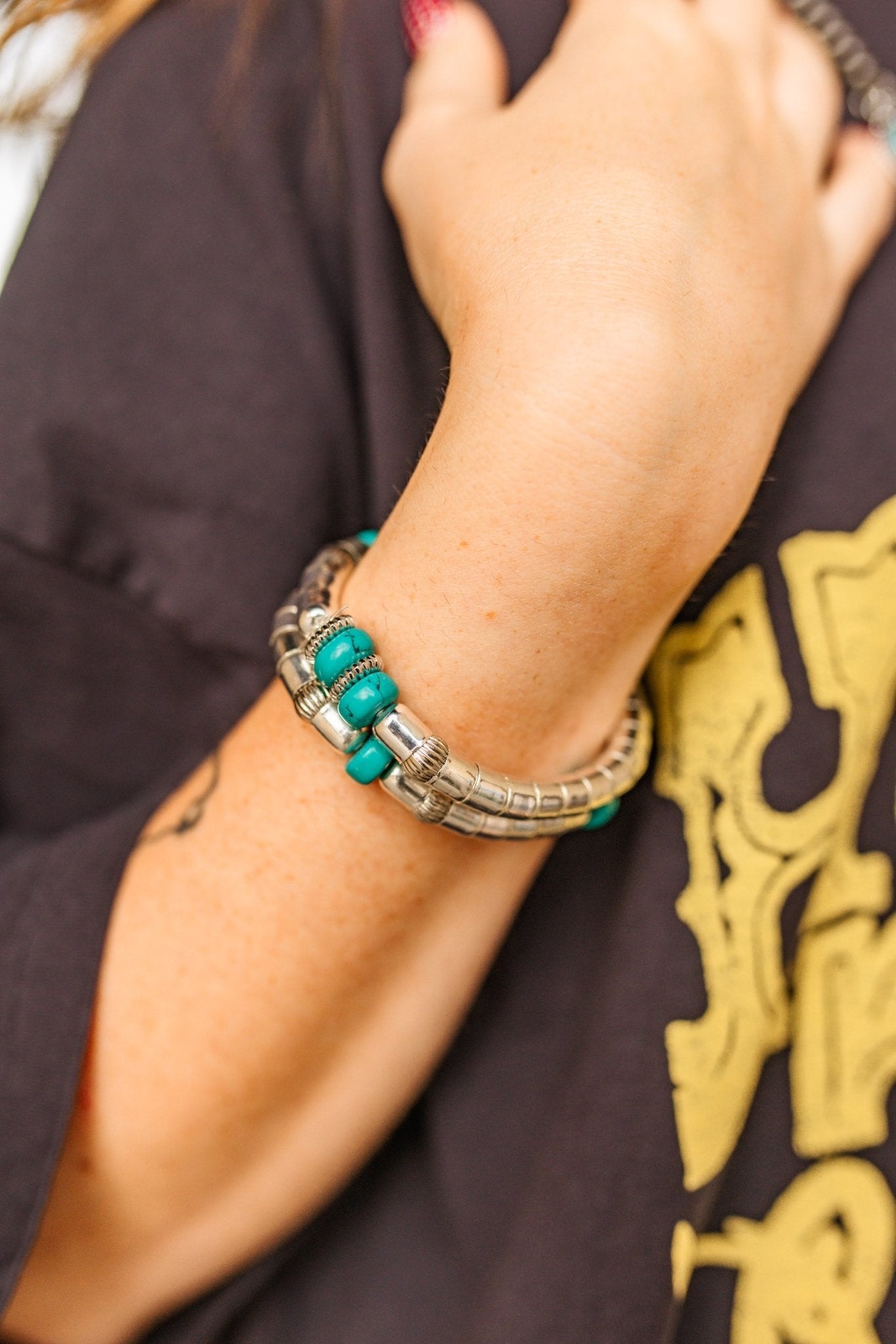 Western Sparkle Turquoise Bracelet Stack
