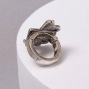Western Turquoise Checkered Lightning Ring