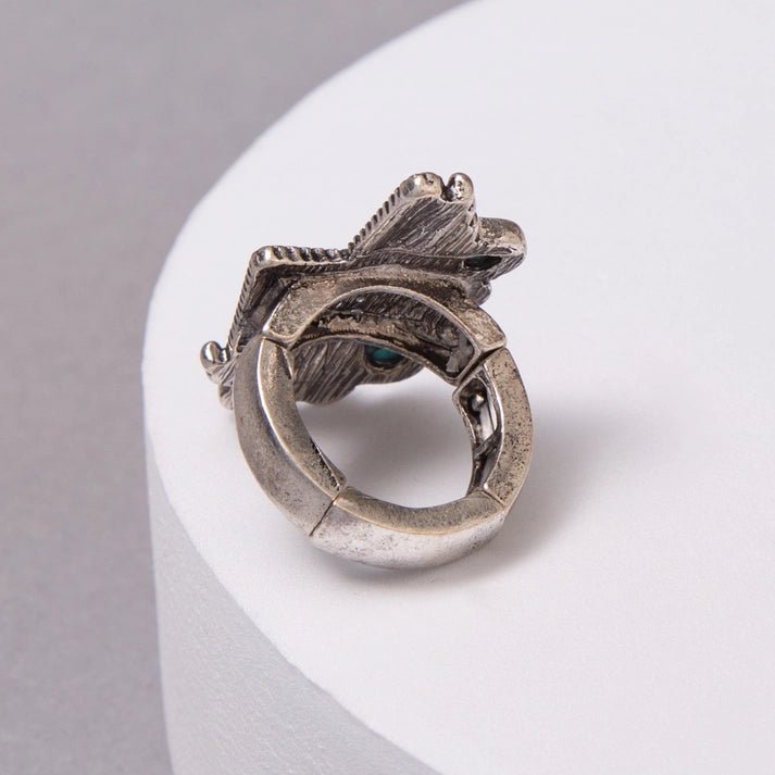 Western Turquoise Checkered Lightning Ring