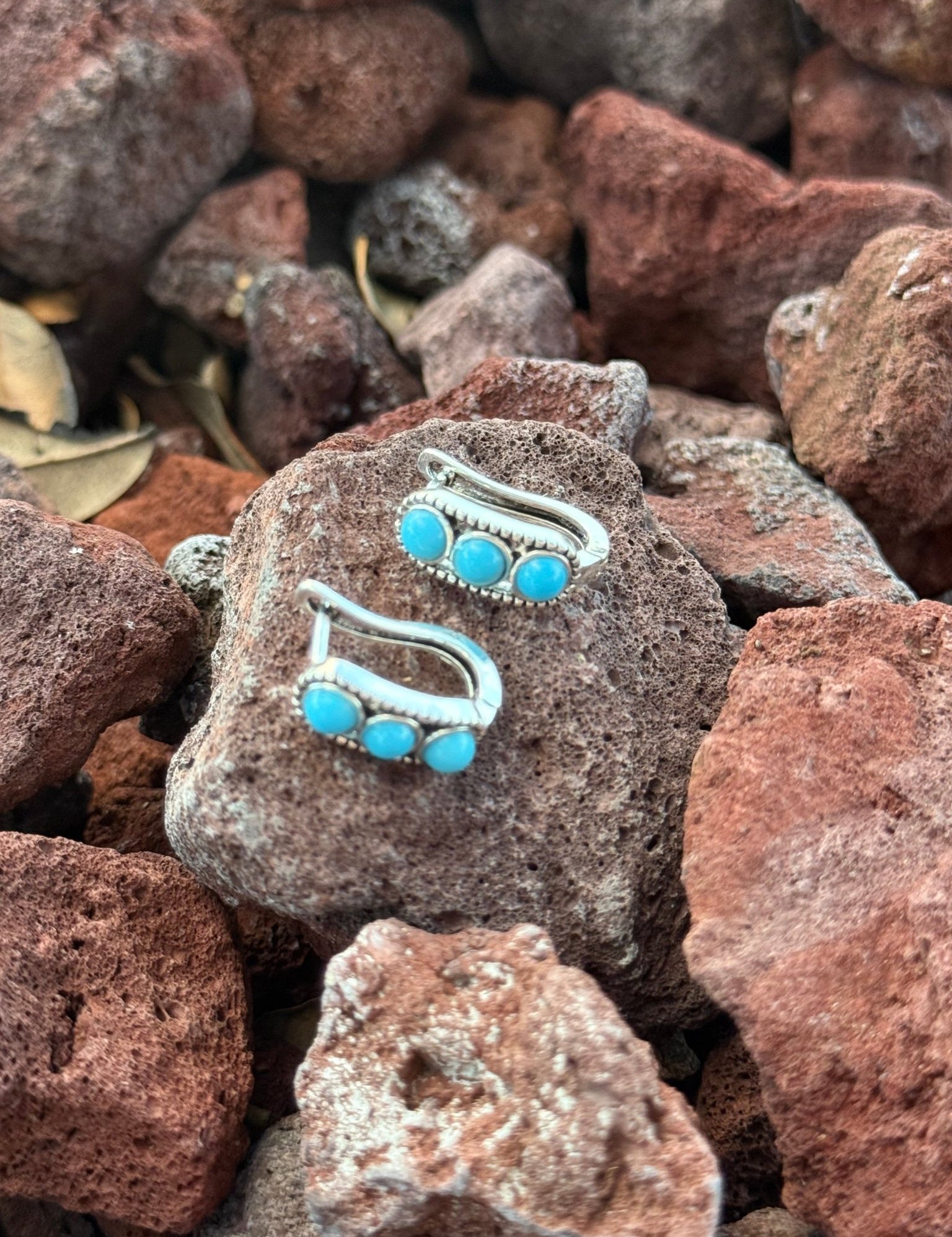 Western Turquoise Clipback Earrings