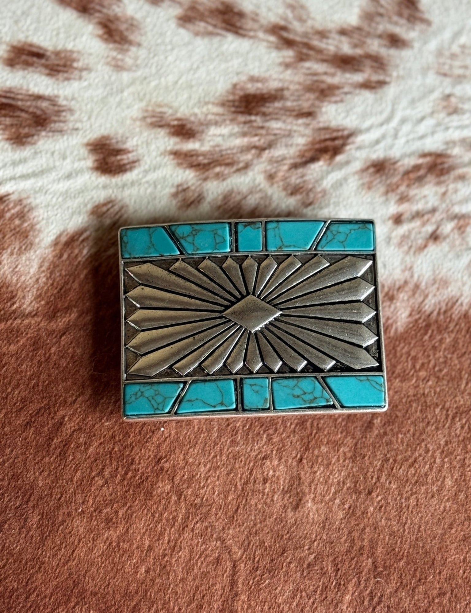 Western Turquoise Concho Belt Buckle
