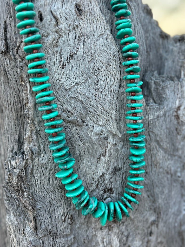 Western Turquoise Disc Seed Bead Necklace